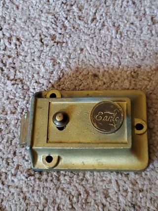 Antique Vintage Earle Door Lock/dead Bolt Brass And Cast Rare