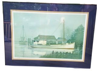 John Barber Painting Nellie Crockett,  Oyster Boat Hand Signed Numbered Rare