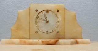 Antique Vintage Deco Marble Mantle Shelf Clock,  Made Germany - Clock Over Wound