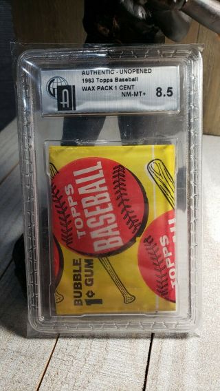 1963 Topps Baseball 1 Cent Wax Pack Gai 8.  5 Rare