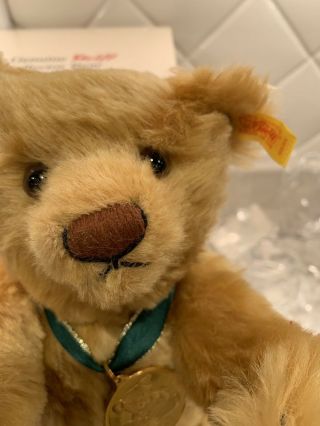 Steiff Teddy Bear 2001 Mohair Gold Medallion Danbury ID Button Tag 3