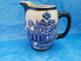 Antique 1907 Buffalo Pottery Blue Willow Cream Pitcher