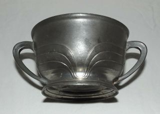 Unsusal Early 20th C.  Osiris Art Nouveau Jugendstil Pewter Twin Handled Bowl