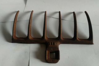 Vintage Cast Iron Garden Rake Coat Rack Kitchen Antique Farm Old Tool