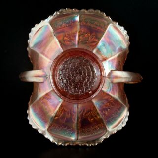 Antique Fenton Marigold Carnival Glass Two Handle Bon Bon Dish Bowl Ruffled Edge 3