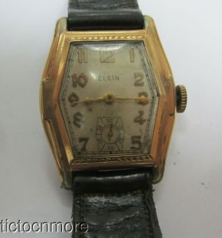 Antique Art Deco Elgin Grade 485 Model 1 Octagon Case Wrist Watch Mens