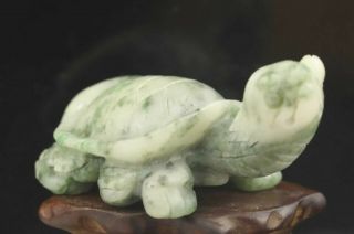 Chinese Natural Jadite Hand - Carved Jade Dragon Tortoise Statue Pendant 3 Inch