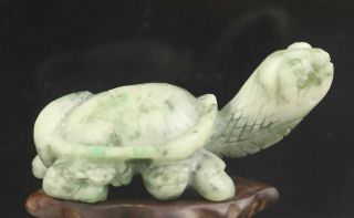 Chinese natural jadite hand - carved jade dragon tortoise statue pendant 3 inch 2