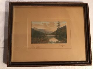 Antique Framed Sawyer Hand Colored Print Echo Lake Frame & Label
