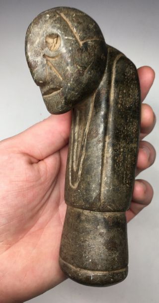 Rare Pre - Historic Human Effigy Steatite Native American Great Pipe Stone Carved