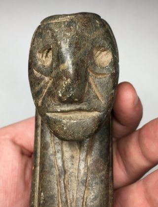 RARE Pre - Historic Human Effigy Steatite Native American Great Pipe Stone Carved 2