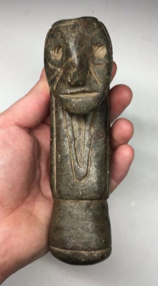 RARE Pre - Historic Human Effigy Steatite Native American Great Pipe Stone Carved 4