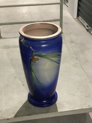 Rare Roseville Blue Pinecone Unbrella Vase 777 - 20