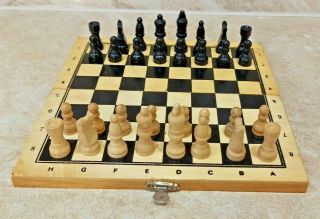 Small Wooden Chess Set Vintage Antique 22cm 8.  6 Inch
