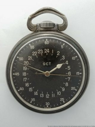 Rare Sterling Silver Military Gct Longines Hacking 21j Mens Pocket Watch