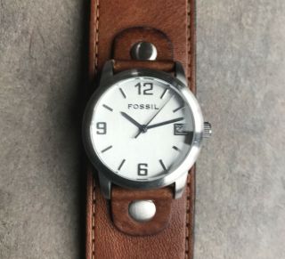 Fossil Women’s Watch Jr8729 Silver Tone Watch With Brown Leather Band D - 3