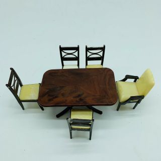 Dining Room Vintage Dollhouse Furniture Renwal Plastic D51 Chairs (5) D53