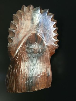 VNTG CARVED IRONWOOD INDIAN CHIEF HEAD/BUST SCULPTURE 3