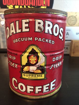 Vintage Dale Bros.  Coffee Can 2lb - No Lid - Rare Fresno,  California