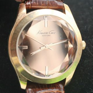 Kenneth Cole Rose Gold Tone Watch With Brown 2 Piece Leather Band Woman 