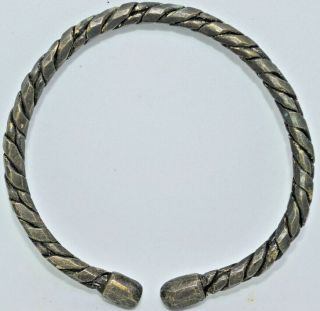 Rare Ancient Viking Twisted Bracelet Silver Color Artifact Very Stunning
