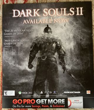 Dark Souls 2 Ii 28 " X24 " Rare Promotional Gamestop Poster Window Display