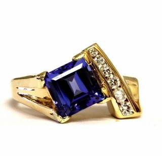 14k Yellow Gold.  21ct Diamond 3.  26ct Gemstone Princess Tanzanite Ring 9.  0g Rare