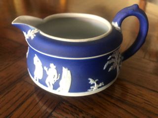 Rare Antique Wedgwood Jasperware Dark Cobalt Blue Tea Creamer England 1832.
