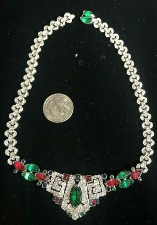 Very Rare Ktf Trifari Art Deco Jewels Of India " Gem " Encrusted Necklace