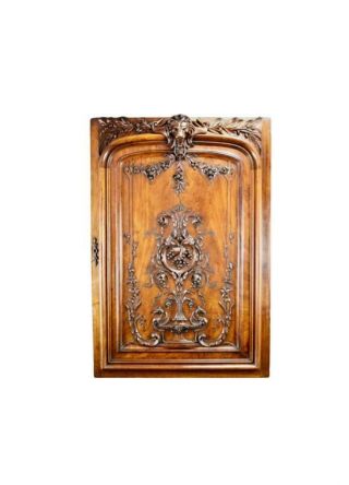 Rare Large Art Nouveau Hand Carved Wood Cabinet Door