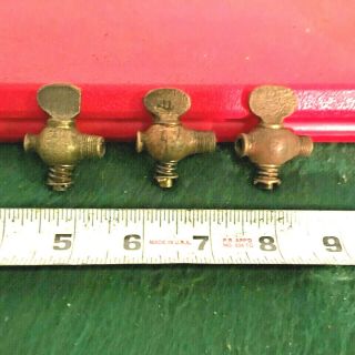3 - - Old Brass Valve Blow Off Petcock Hit Miss Gas Engine Tractor Rustic Vintage