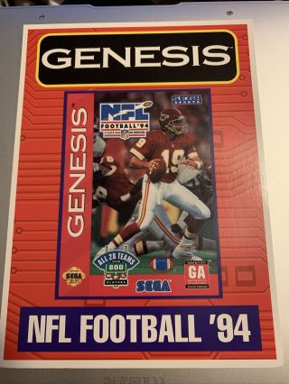 Rare Nfl Football ‘94 (sega Genesis) - Toys “r” Us Vidpro Display Card