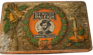 Antique Sir Walter Raleigh Smoking Tobacco Christmas Tin Brown & Williamson Co