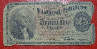 Rare Civil War Era 1863 25 Cent Fractional Currency Washington 4th Ed Low Grade