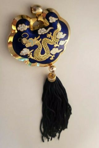 Vintage Chinese Cloisonne Enamel Dragon Pendant
