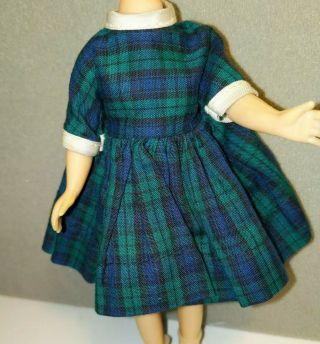 Vintage Betsy Mccall Doll Clothes School Days Blue & Green Plaid Dress