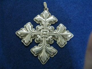 Nib 1997 Reed & Barton Sterling Silver Cross Christmas Tree Ornament.  Box,  Pouch