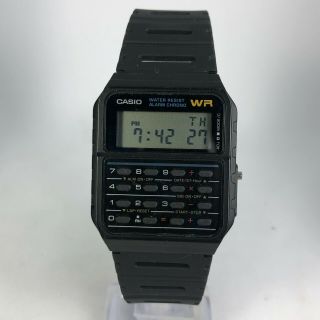 Casio Mens Wr Ca - 53w 3208 Calculator Data Bank Alarm Digital Wristwatch Black