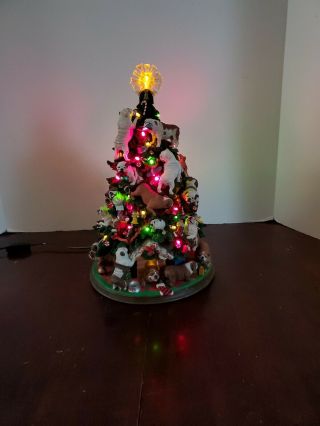 Danbury English Bulldog Lighted Christmas Tree With Bone Star,  Rare,