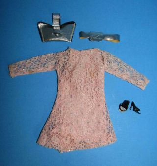 Vintage Barbie Clone Pink Lace Dress Purse Belt Black Heels Premiere Shillman?