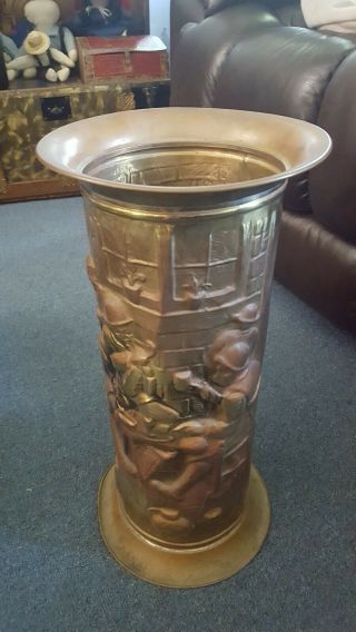 Vintage 17.  5 " Brass / Copper Umbrella / Cane Stand Lombard England,  Gc,  {012
