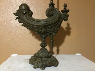 19thc Antique Bronze P.  E.  Guerin Rare Kerosene Lamp Dragon Student Vintage