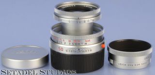 Leica Leitz 50mm Elmar F2.  8 11823 Chrome Collapsible M Lens,  Caps,  Shade,  Rare