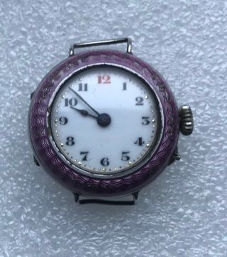 Vintage/antique 1914/15 Lilac Guilloche Enamel Watch But Spares/repair.