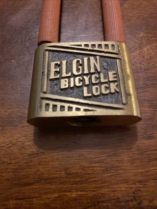 Rare Vintage 1930s - 40s Elgin Bicycle Lock (no key) 2
