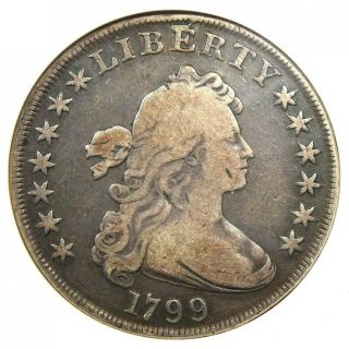 1799 Draped Bust Silver Dollar $1 Coin - Certified Anacs Fine Detail - Rare