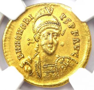 Western Roman Honorius Av Solidus Gold Coin 393 - 423 Ad - Certified Ngc Au - Rare