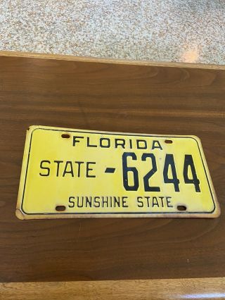 Vintage Yellow Black Florida (state) License Plate Rare