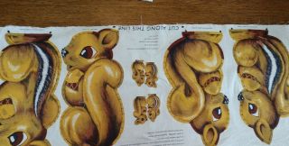 Rare Vintage Squirrels With Acorn Craft Fabric Panel Animal Pillow Uncut