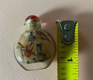 Asian Antique Miniature 1 1/4” Glass Chinese Snuff Bottle Reverse Hand Painted